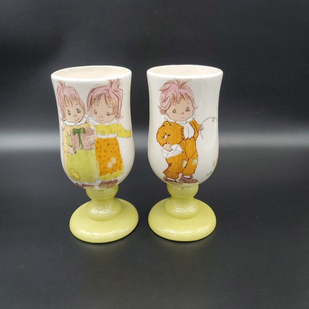Vintage Precious Moments Footed Mugs w Handles